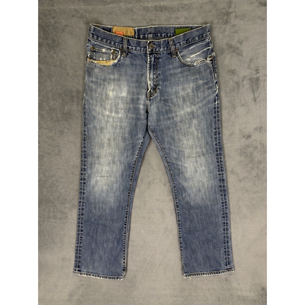 Gap Jeans Mens 33x30 Blue Medium Wash 1969‎ Standard Fit Straight Distressed